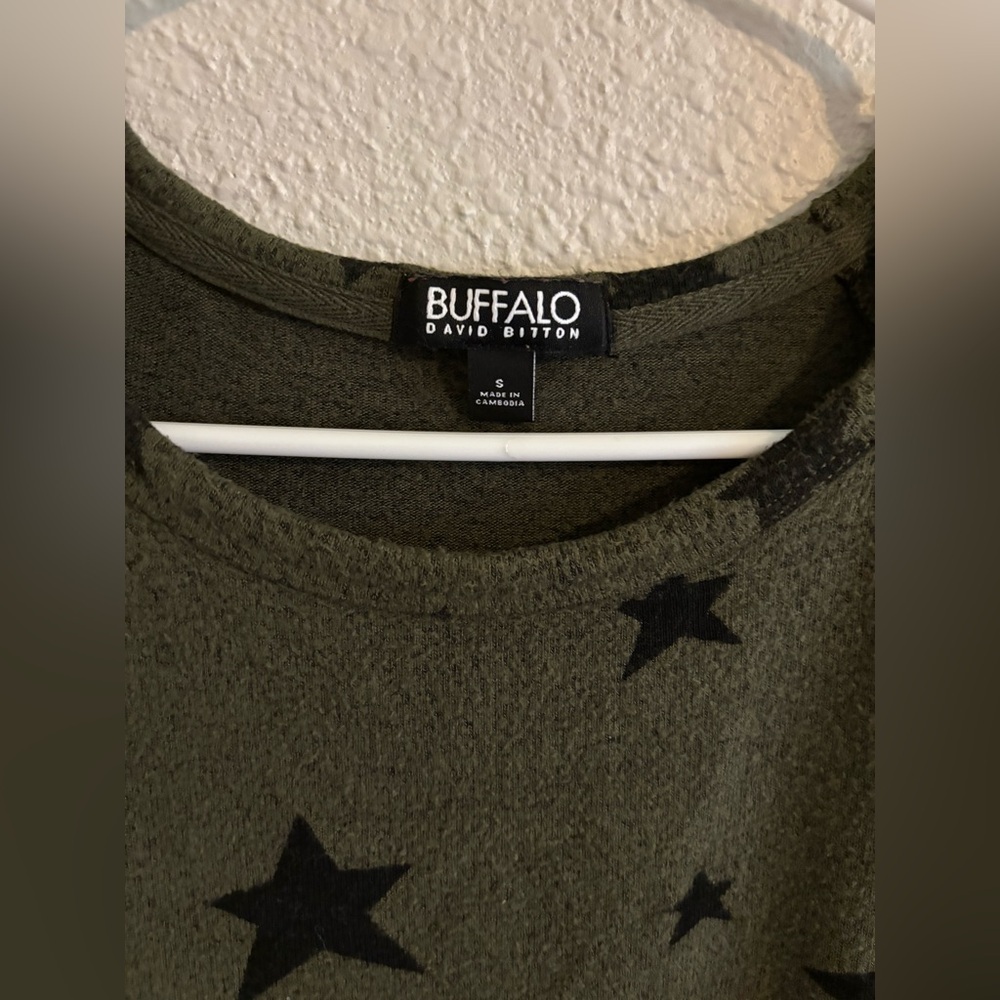 Buffalo David Bitton Olive Star Print Sweatshirt - Picture 2 of 3